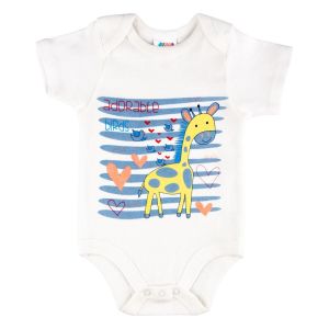 Бебешко боди - бяло - жираф