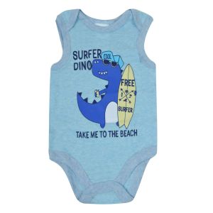 Бебешко боди - без ръкав - синьо - динозавър