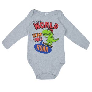 Бебешко боди - сиво - динозавър