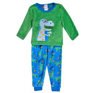 Бебешка пижама - синьо и зелено - динозавър