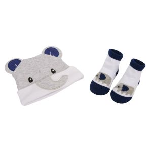 Бебешки комплект - шапка и чорапи - слонче