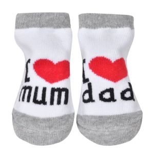Бебешки чорапи - бяло и сиво - сърце