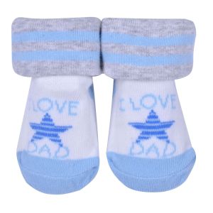Бебешки чорапи - синьо и бяло - звезди