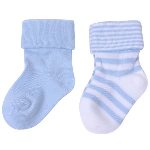 Бебешки чорапи - светло сини - райе - 2 чифта