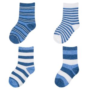 Бебешки чорапи - синьо райе - 4 чифта 
