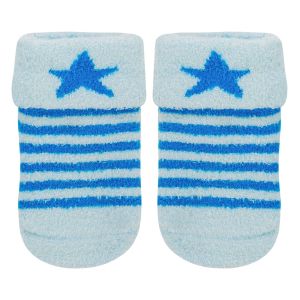 Бебешки чорапи - синьо райе - звезди