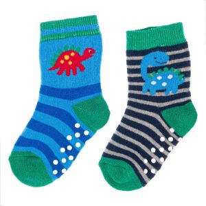 Бебешки чорапи - хавлиена подплата - динозаври - 2 чифта