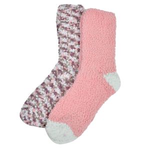 Домашни термо чорапи - розово и бежово