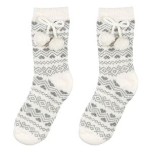 Домашни термо чорапи - бяло и сиво