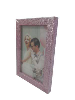 Рамка за снимка - розова - блестяща - със стойка - 10 x 15 см.
