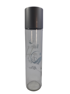 Стъклена бутилка за вода - цилиндрична - надписи - 750 мл.
