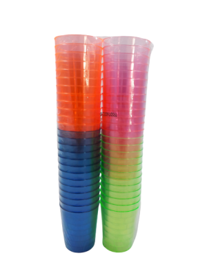 Чаши за шотове - пластмасови - цветни - 60 мл. - 50 бр.