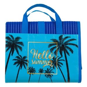 Синя плажна чанта с рогозка и възглавница, 180 x 86 см