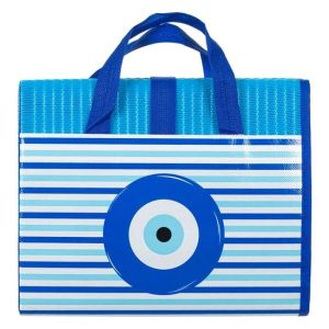Плажна чанта с рогозка със сини очи, 180 х 86 см.