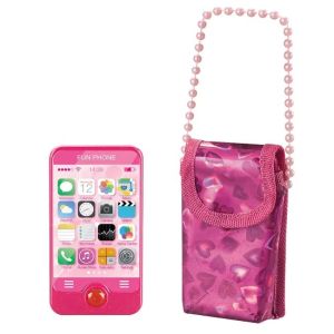 Реалистичен мобилен телефон със звук и розово портмоне