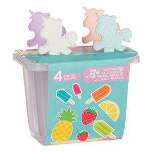 Форми за сладолед - Еднорог - Пластмасови - цветни - 4 броя