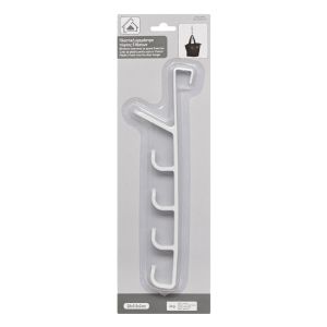 Пластмасова закачалка за врата с 5 отделения за закачане - Бяла - 28 x 2 см.