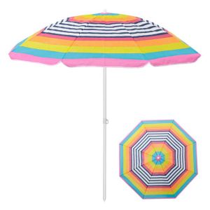 Плажен чадър наклонен - шарен на райе - 2 метра