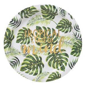 Хартиени парти чинии - зелени тропически листа - 23 см - 6 бр.