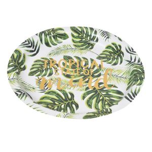 Хартиени парти чинии - зелени тропически листа - 23 см - 6 бр.