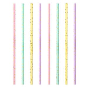 Хартиени парти сламки -различни цветове - пастелни -  6 x 197 мм. - 20 бр.