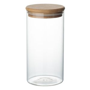 Стъклен буркан за съхранение - Бамбуков капак - 750 мл - 8.8 х 8.8 x 17.2 см.