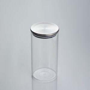 Стъклен буркан за съхранение - Метален капак - 750мл - 8.8 х 17 см.
