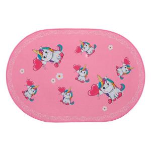 Декоративен детски килим - Еднорози - Розов - 60 x 90 см. 