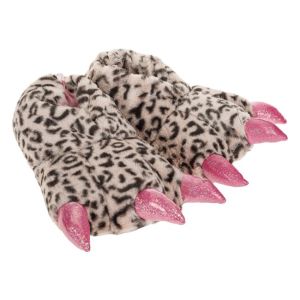 Дамски зимни чехли с 3D - тигър с розови нокти