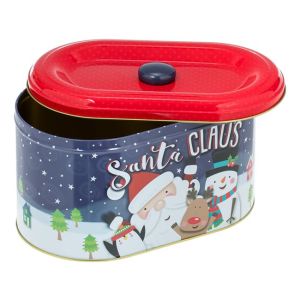 Коледна метална кутия за бисквитки с надпис "Santa Claus" - 25 x 15 x 14.5 см.