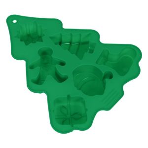 Коледна силиконова форма за лакомства - Зелена Елха - 18.5 x 22 x 2.5 cм.