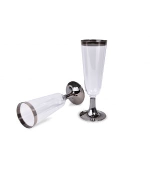 Чаша за шампанско - пластмасова - сребристо столче - 180 мл. - 6 бр.