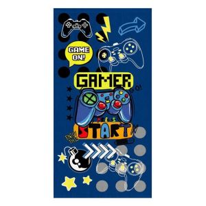 Детска памучна плажна кърпа Blue Gamer - 70 x 140 см.