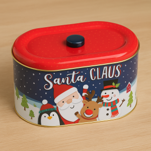 Коледна метална кутия за бисквитки с надпис "Santa Claus" - 25 x 15 x 14.5 см.