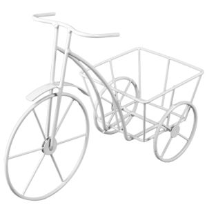 Поставка за саксия Велосипед - метална (бяла)