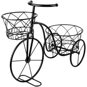 Поставка за две саксии Велосипед - метална (черна)