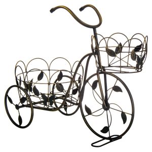 Поставка за саксия Велосипед - метална (цвят бронз)