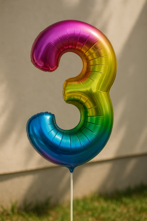 Парти балон - цветен - цифра 3 - 70 х 123 см.