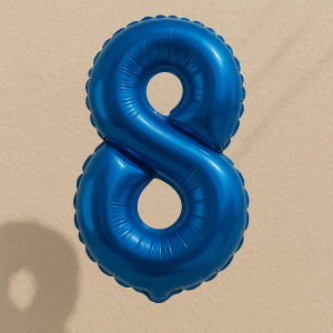 Парти балон - син - цифра 8 - 53 х 76 см.