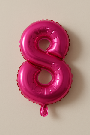 Парти балон - цикламен - цифра 8 - 30 х 12 см.