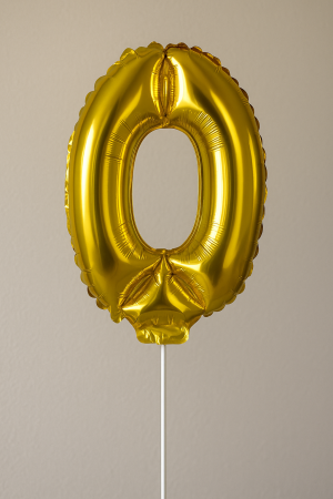 Парти балон - златист - цифра 0 - 43 х 31 см.