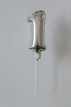 Парти балон - сребрист - цифра 1 - 15 см.