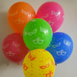 Парти балони - цветни - маски домино - 30 см. - 10 бр.