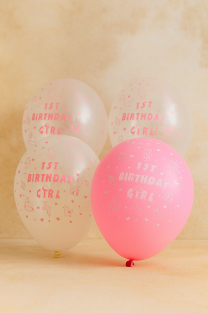Парти балони - 1st Birthday Girl - 23 см. - 10 бр.
