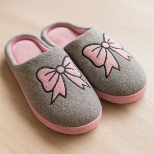 Дамски Зимни Чехли с Панделка - Розови - Различни размери