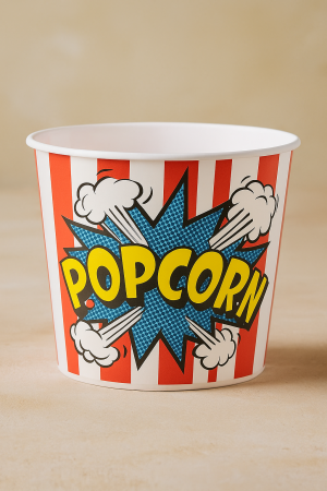 Парти купа за пуканки - червено райе - картонена - 1.2 л.