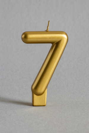 Свещ за торта - цифра 7 - златиста