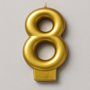 Свещ за торта - цифра 8 - златиста