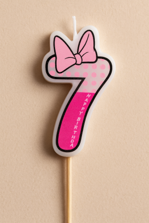 Свещ за торта - цифра 7 - розова