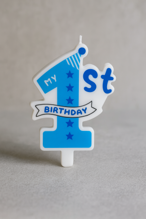 Свещ за торта - цифра 1 - синя